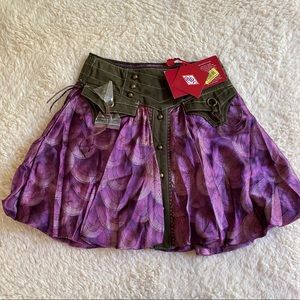 Oilily 100% Silk Purple and Brown Trim Bubble Skirt Size 128 or US 8Y Ne…
